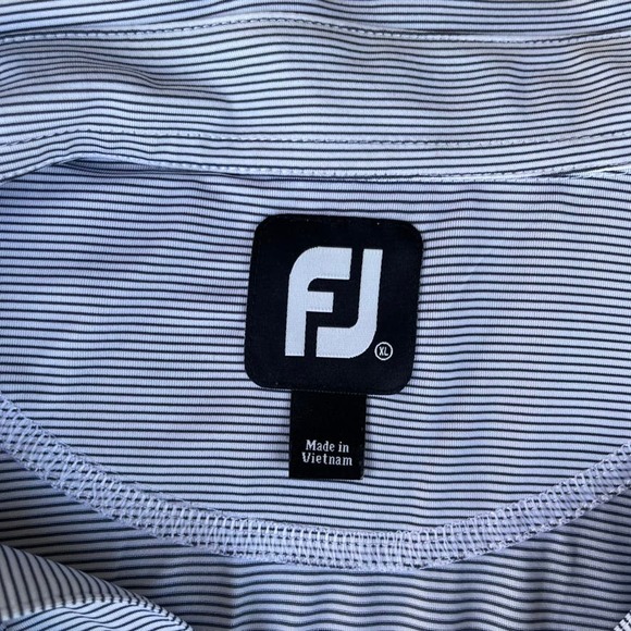 Foot Joy XL Men's Polo Golf Shirt White With Black Pin Stripe - Picture 7 of 7